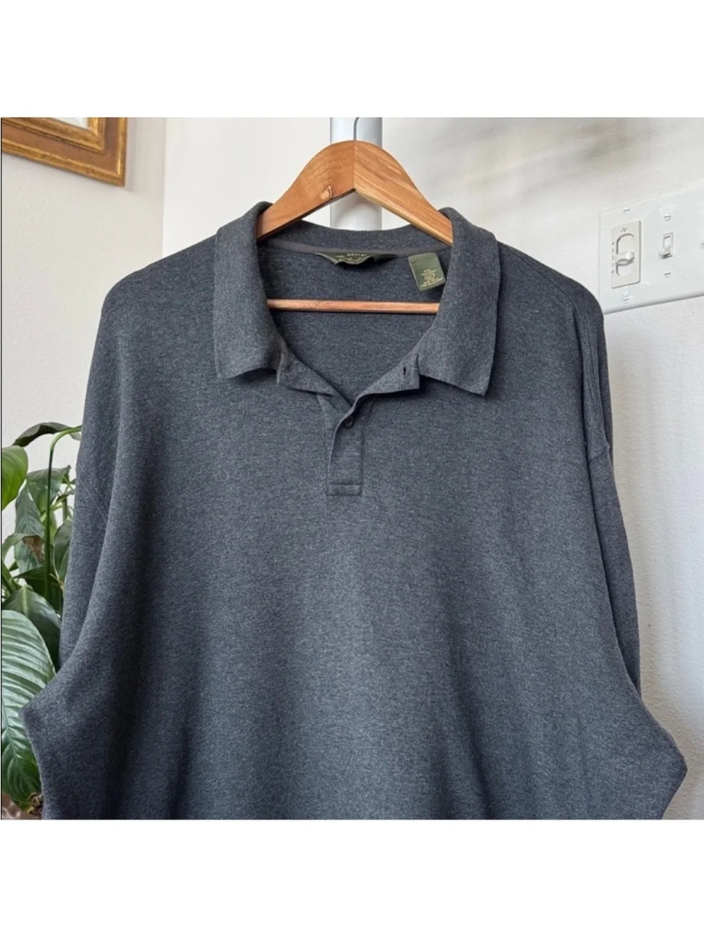 Orvis Signature Collection Polo Long Sleeve sweater Top Sz 2XL Gray Pima Cotton